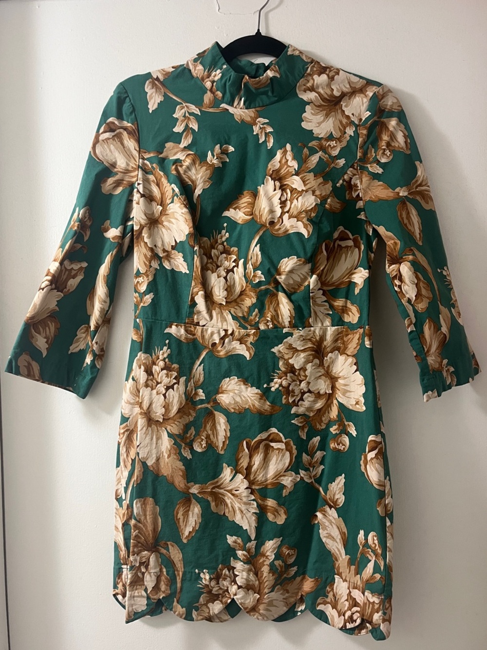 Anthropologie Green Floral Midi Dress